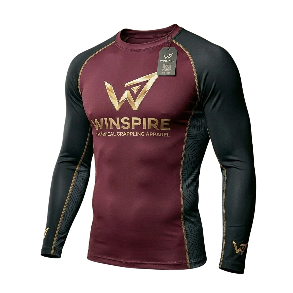 Premium Burgundy Tech-Weave Rash Guard | Winspire Technical product image